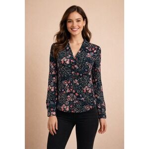 Express Floral Portofino Shirt Size XS Workwear Business Office Casual